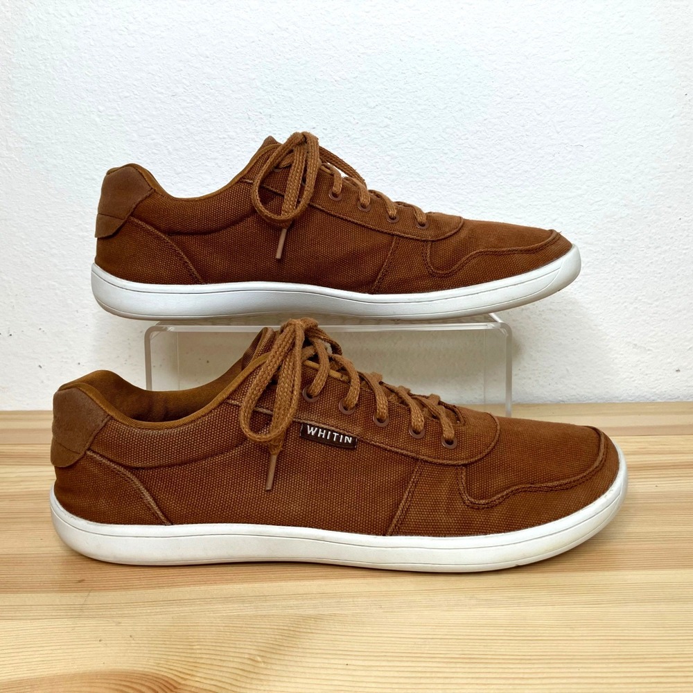 Whitin Barefoot Zero Drop Wide Toe Box Shoes Men 45 11 Brown Canvas Minimal W882